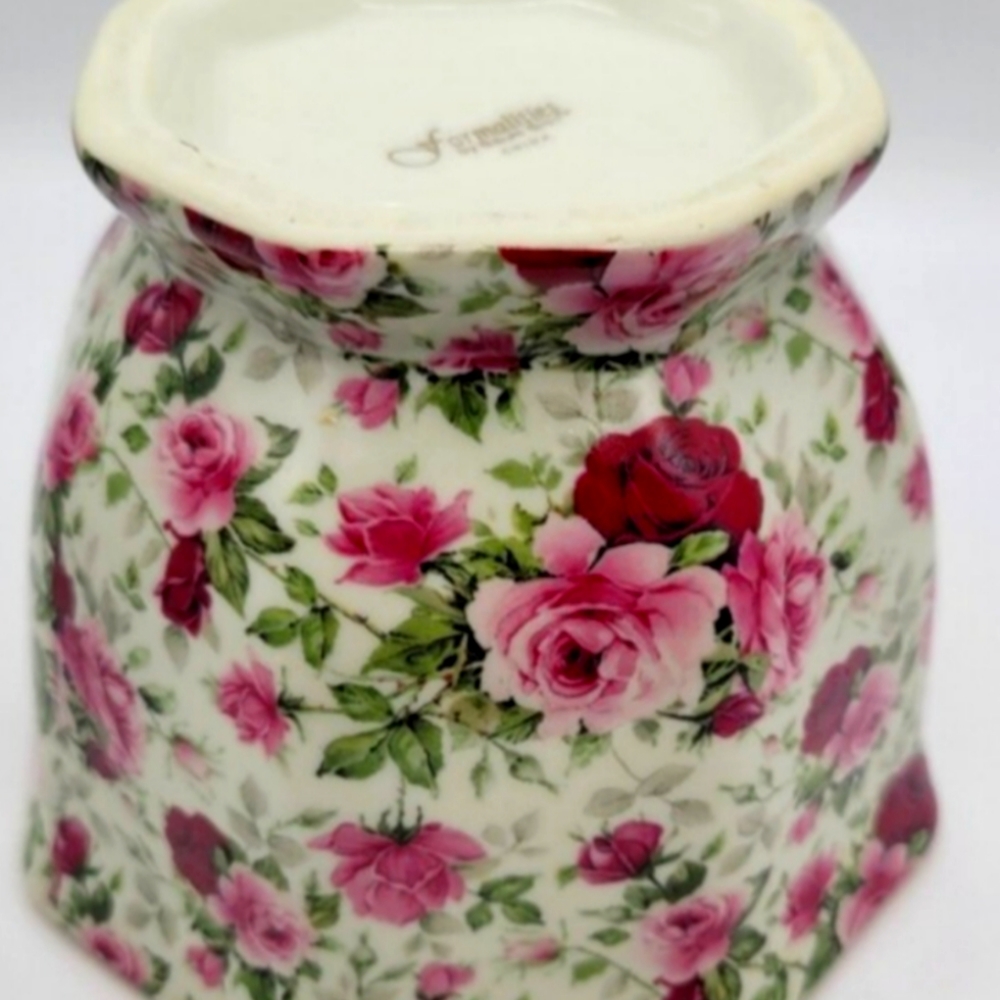 Vintage rose painted flower pot